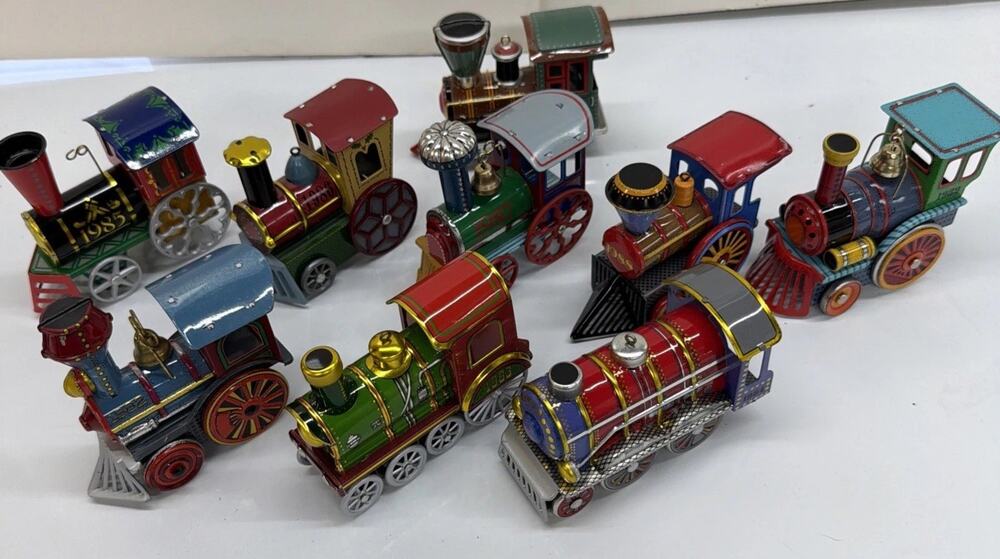 Hallmark ornaments - Tin Locomotives Series - Set of Nine (9) Excellent Cond.